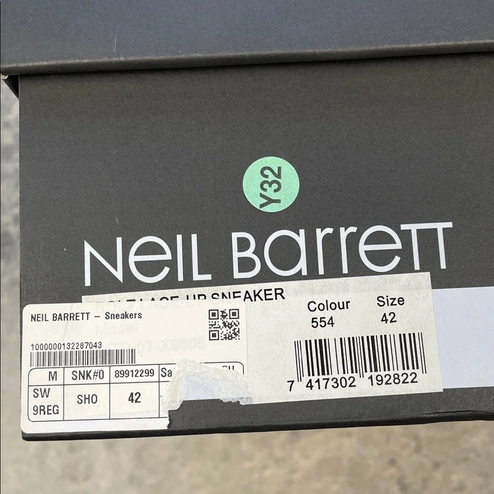 NIB Neil Barrett Thunderbolt Athletic Sneakers Low Top Lace Up Red Mens Sz 42